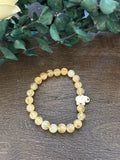 Natural Stone Gem Bracelet 7 inch 8mm Stretch-Citrine w/ Elephant