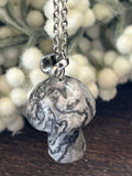 Metal Chain Necklace - Crazy Lace Agate Mushroom