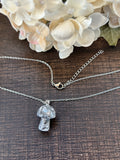 Metal Chain Necklace - Crazy Lace Agate Mushroom