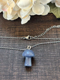 Metal Chain Necklace - Dumortierite Mushroom