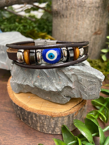 Evil Eye Bracelet Non-Gem Leather