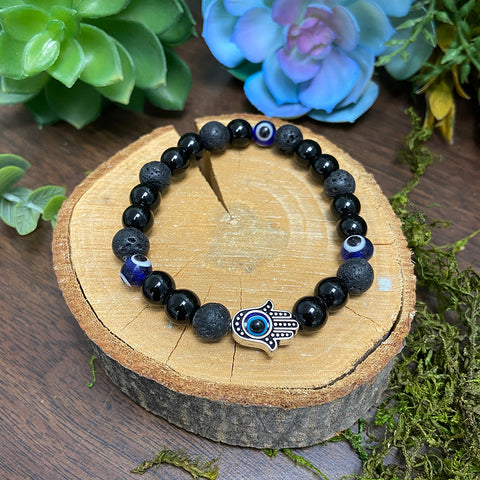 Evil Eye - Lava Diffuser and Black Obsidian Bracelet