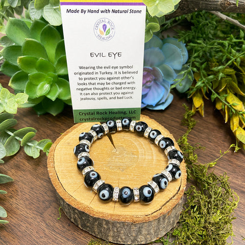 Evil Eye Clay Bead Bracelet 7 Inches