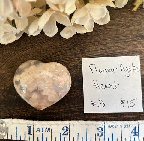 Flower Agate Heart #3