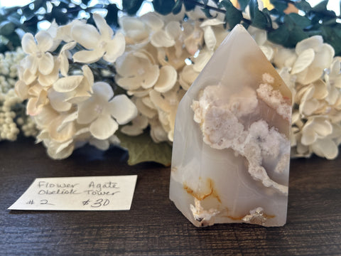 Flower Agate Obelisk Tower #2