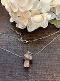 Metal Chain Necklace - Glaucophane Jasper Mushroom