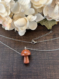 Metal Chain Necklace - Goldstone Mushroom