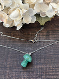 Metal Chain Necklace - Aventurine Green Mushroom