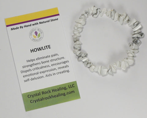 Natural Stone Chip Bracelet 7 inch Stretch-Howlite