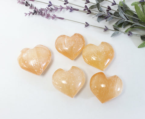 Peach Selenite Puffy Heart