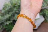 Natural Stone Gem Bracelet 7 inch Stretch-Amber