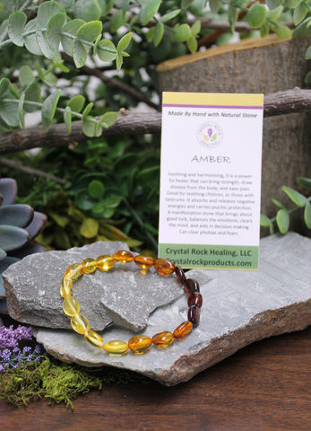 Natural Stone Gem Bracelet 7 inch Stretch - Amber Multicolor