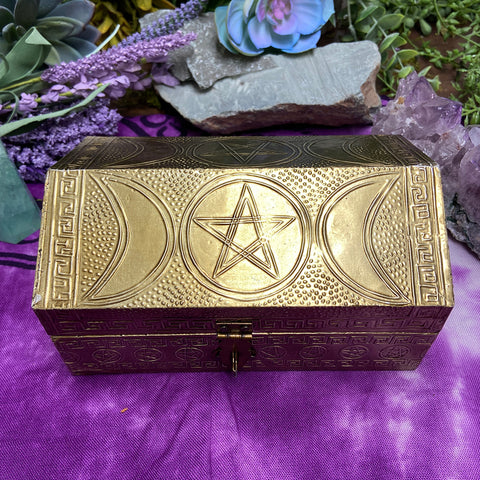 Wooden Box - Triple Moon Pentagram