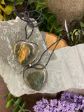 Heart Necklace (Corded) - Labradorite