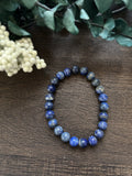 Natural Stone Gem Bracelet 7 inch Stretch 8mm-Lapis Lazuli
