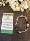 Natural Stone Gem Bracelet 7 inch Chunk Stretch-Mixed Tourmaline