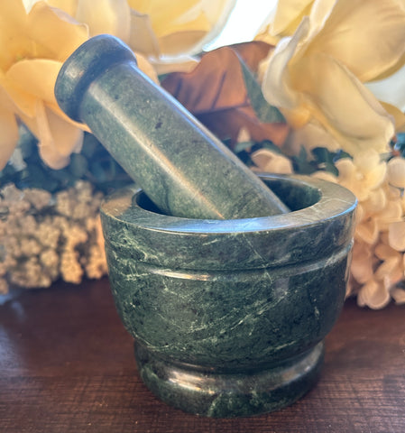 Green Marble Mortar and Pestle