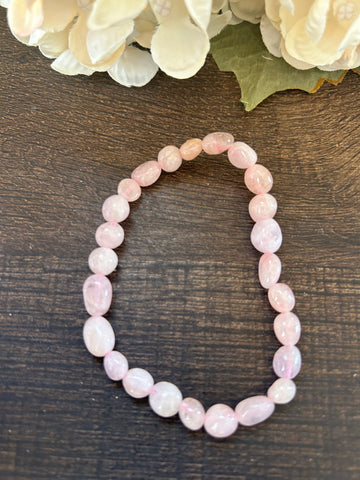 Natural Stone Gem Bracelet 7 inch Stretch-Morganite