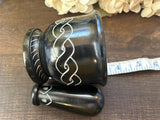 Carved Black Celtic Knot Mortar and Pestle