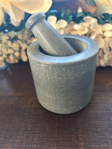 Grey Cylinder Mortar and Pestle