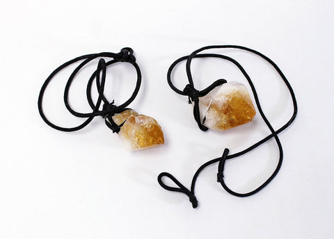 Citrine Raw - Black Cord Necklace