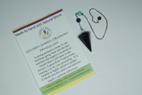 Golden Sheen Obsidian Pendulum