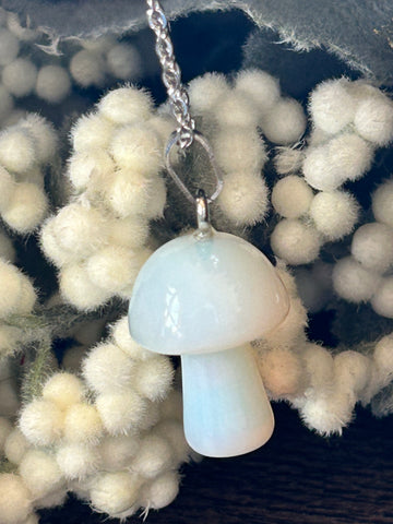 Metal Chain Necklace - Opalite Mushroom