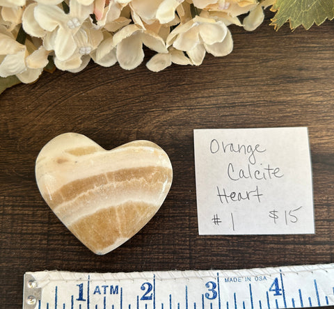Orange Calcite Heart #1