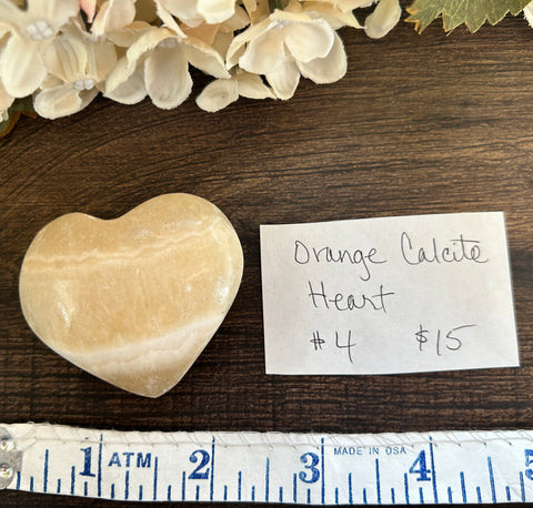 Orange Calcite Heart #4