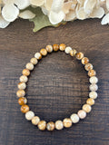 Natural Stone Gem Bracelet 7 inch 6mm Stretch-Picture Jasper
