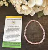 Natural Stone Gem Bracelet 7 inch 4mm Stretch-Rose Quartz