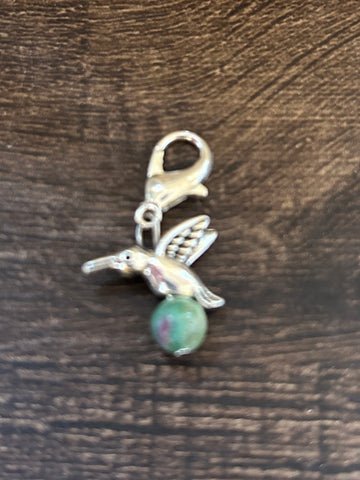 Ruby In Fuchsite Hummingbird Charm