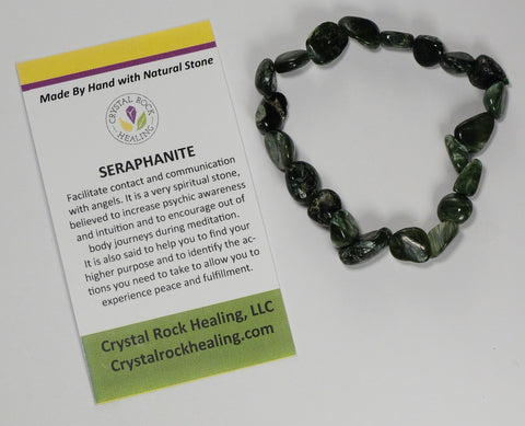 Natural Stone Gem Bracelet 7 inch Stretch-Seraphanite