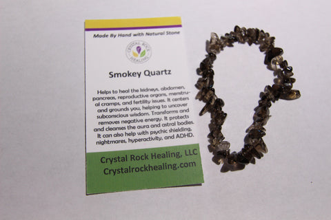 Natural Stone Chip Bracelet 7 inch stretch-Smoky Quartz