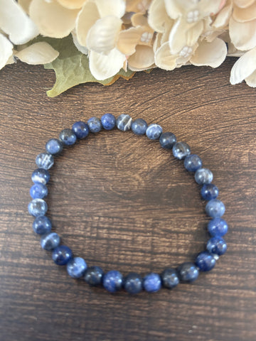 Natural Stone Gem Bracelet 7 inch 6mm Stretch-Sodalite