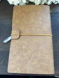 Notebook Journal - Spiral Goddess with Clear Quartz Crystal, Light Brown