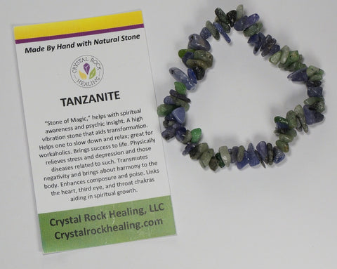 Natural Stone Chip Bracelet 7 inch Stretch-Tanzanite