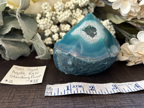 Agate Raw Standing Point Dyed Teal #2