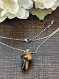 Metal Chain Necklace - Tigers Eye Mushroom