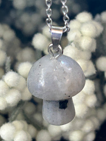Metal Chain Necklace - Tourmalated Quartz Mushroom