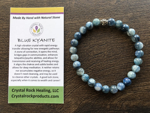 Natural Stone Gem Bracelet 7 inch Stretch-Blue Kyanite