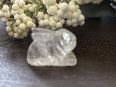 Clear Quartz Carved Stone Bunny