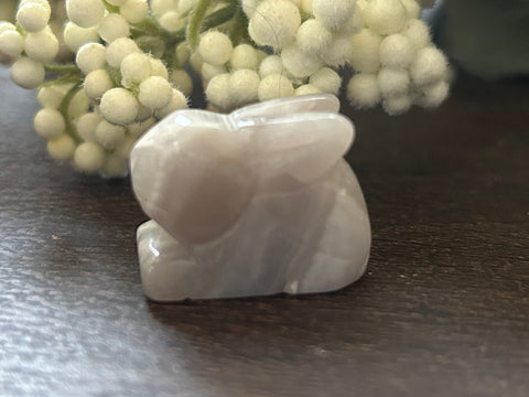 Flower Agate Carved Stone Bunny