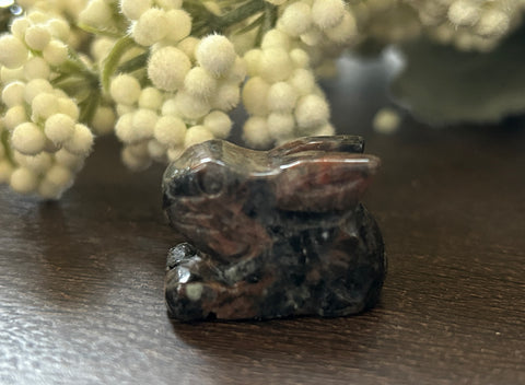 Glaucophane Jasper Carved Stone Bunny