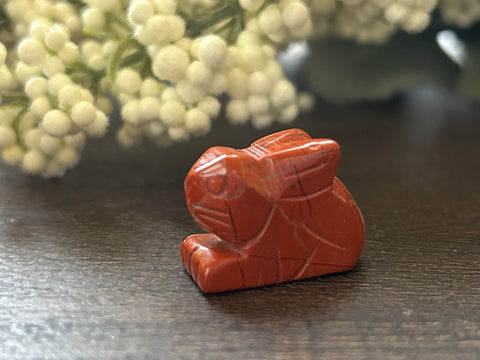 Red Jasper Carved Stone Bunny
