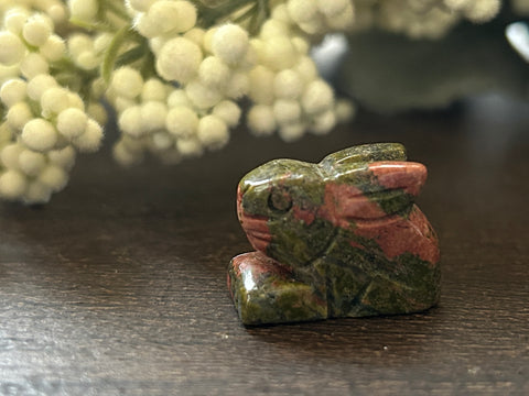 Unakite Carved Stone Bunny