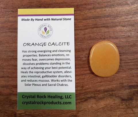 Orange Calcite Oval Pocket Stone Medium