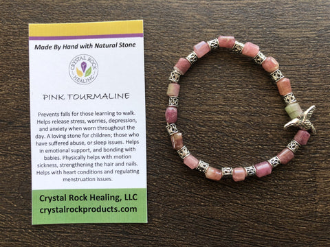 Natural Stone Gem Bracelet 7 inch Stretch-Pink Tourmaline