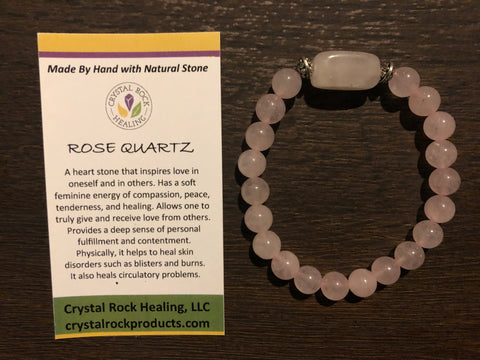 Natural Stone Gem Bracelet 7 inch Stretch-Rose Quartz