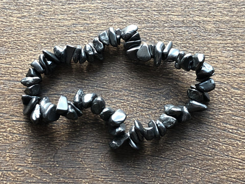 Natural Stone Chip Bracelet 7 inch Stretch-Shungite